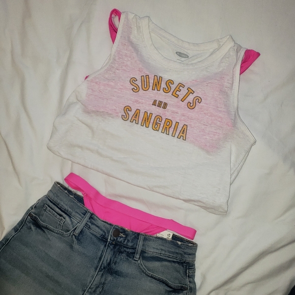 Old Navy Tops - Graphic Tank (Sunsets and Sangria) - White